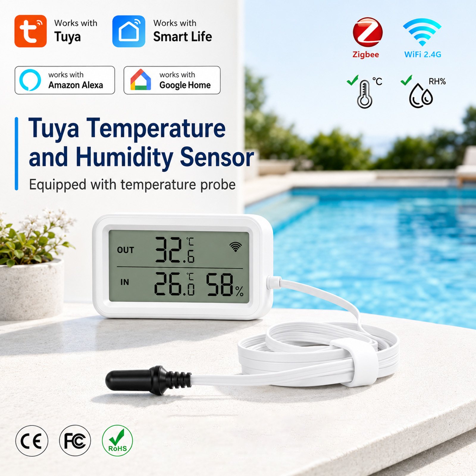 Temperature Humidity Sensor - Harici Sıcaklık Nem Sensörü Tuya WiFi
