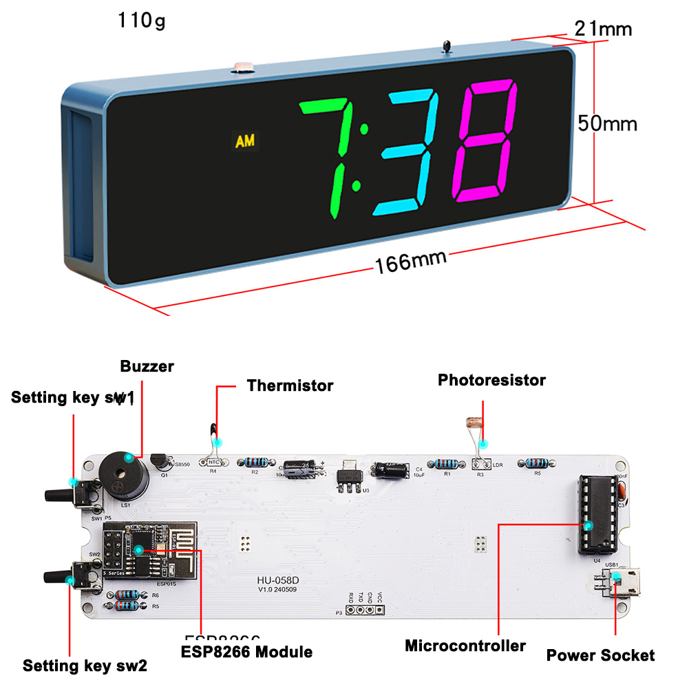 ESP8266 IoT renkli WiFi saat k - Home Automation Diy incelemesi ve fiyatı